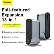 Baseus Docking Station 16-in-1 Usb C Hub To Display On 4 Monitors,2 Hmdi, 2 Dp, 2 Usb-c Ports, 3 Usb