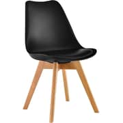 Galaxy Design Modern Dining Chair Plastic Shell With Leather Cushion on Seat & Wooden Legs Black Color Size L x W x H 41 x 40 x 83 cm Model - GDF-JEAM2.