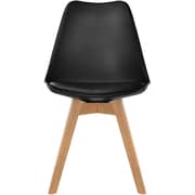 Galaxy Design Modern Dining Chair Plastic Shell With Leather Cushion on Seat & Wooden Legs Black Color Size L x W x H 41 x 40 x 83 cm Model - GDF-JEAM2.