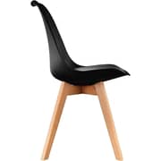 Galaxy Design Modern Dining Chair Plastic Shell With Leather Cushion on Seat & Wooden Legs Black Color Size L x W x H 41 x 40 x 83 cm Model - GDF-JEAM2.