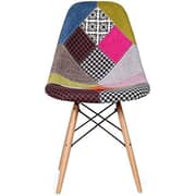 Galaxy Design Modern Dining Chair Plastic Shell With Fabric & Wooden Legs Blue + Pink Color Size L x W x H 41 x 40 x 83 cm Model - GDF-JEAM3.
