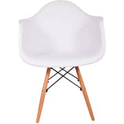 Galaxy Design Modern Dining Coffee Arm Chair Plastic Shell With Wooden Legs White Color Size L X W X H 40 X 42 X 80 Cm Model - Gdf-jeams5.