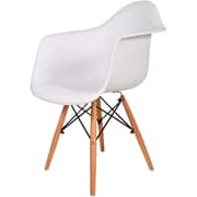 Galaxy Design Modern Dining Coffee Arm Chair Plastic Shell With Wooden Legs White Color Size L X W X H 40 X 42 X 80 Cm Model - Gdf-jeams5.