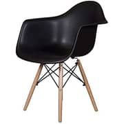 Galaxy Design Modern Dining Coffee Arm Chair Plastic Shell With Wooden Legs Black Color Size L X D X H 40 X 42 X 80 Cm Model - Gdf-jeams5.