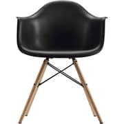 Galaxy Design Modern Dining Coffee Arm Chair Plastic Shell With Wooden Legs Black Color Size L X D X H 40 X 42 X 80 Cm Model - Gdf-jeams5.