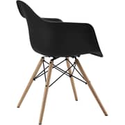 Galaxy Design Modern Dining Coffee Arm Chair Plastic Shell With Wooden Legs Black Color Size L X D X H 40 X 42 X 80 Cm Model - Gdf-jeams5.