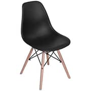 Galaxy Design Modern Dining Chair Plastic Shell With Wooden Legs Black Color Size L X D X H 41 X 40 X 83 Cm Model - Gdf-jeam1.