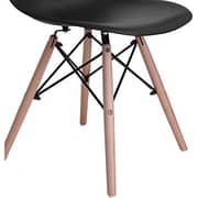 Galaxy Design Modern Dining Chair Plastic Shell With Wooden Legs Black Color Size L X D X H 41 X 40 X 83 Cm Model - Gdf-jeam1.