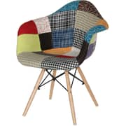 Galaxy Design Modern Dining Coffee Arm Chair Plastic Shell With Fabric & Wooden Legs Multi Color Size ( L x W x H ) 40 x 42 x 80 cm Model - GDF-JEAMS4.