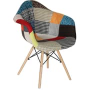 Galaxy Design Modern Dining Coffee Arm Chair Plastic Shell With Fabric & Wooden Legs Multi Color Size ( L x W x H ) 40 x 42 x 80 cm Model - GDF-JEAMS4.