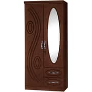 Galaxy Design Double Door Wooden Cupboard Wardrobe 2 Drawers With Mirror Brown Color Size L x W x H 90 x 55 x 210 cm Model - GDF-8821.