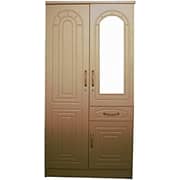 Galaxy Design 2 Door Wooden Wardrobe Cabinet With Drawers & Mirror Color Beech Size L x W x H 100 x 55 x 200 cm Model - GDF-8828.