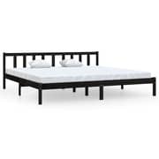 vidaXL Bed Frame Black Solid Pinewood 200x200 cm