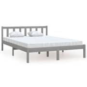 vidaXL Bed Frame Grey Solid Pinewood 140x200 cm