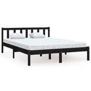 vidaXL Bed Frame Black Solid Pinewood 120x200 cm