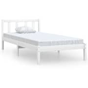 vidaXL Bed Frame White Solid Pinewood 90x200 cm