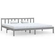 vidaXL Bed Frame Grey Solid Pinewood 180x200 cm 6FT Super King UK