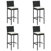 vidaXL Garden Bar Stools with Cushions 4 pcs Black Poly Rattan