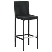 vidaXL Garden Bar Stools with Cushions 4 pcs Black Poly Rattan