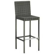 vidaXL Garden Bar Stools with Cushions 4 pcs Grey Poly Rattan