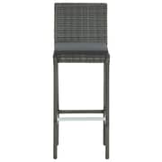 vidaXL Garden Bar Stools with Cushions 4 pcs Grey Poly Rattan