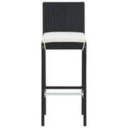 vidaXL Garden Bar Stools with Cushions 2 pcs Black Poly Rattan