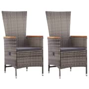 vidaXL Outdoor Chairs 2 pcs with Cushions Poly Rattan Grey