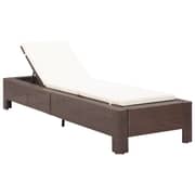 vidaXL Sunbed with Cushion Brown Poly Rattan