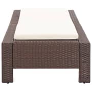 vidaXL Sunbed with Cushion Brown Poly Rattan