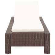 vidaXL Sunbed with Cushion Brown Poly Rattan