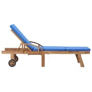 vidaXL Sun Lounger with Cushion Solid Teak Wood Blue