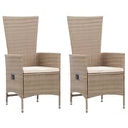 vidaXL Outdoor Chairs 2 pcs with Cushions Poly Rattan Beige