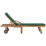 vidaXL Sun Lounger with Cushion Solid Teak Wood Green