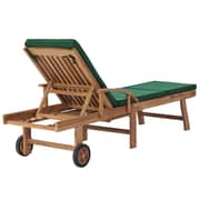 vidaXL Sun Lounger with Cushion Solid Teak Wood Green