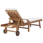 vidaXL Sun Lounger with Cushion Solid Teak Wood Cream