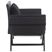 vidaXL Garden Bench with Cushions 176 cm Black Poly Rattan