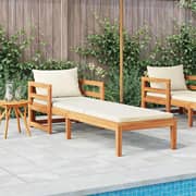 vidaXL Sun Lounger with Cream White Cushions Solid Acacia Wood