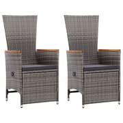 vidaXL Reclining Garden Chairs 2 pcs with Cushions Poly Rattan Grey