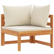 vidaXL Corner Sofa with Cream White Cushions Solid Acacia Wood