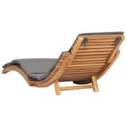 vidaXL Folding Sun Lounger with Dark Grey Cushion Solid Teak Wood