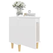 vidaXL Bed Cabinet with Solid Wood Legs White 40x30x50 cm