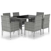 vidaXL 7 Piece Garden Dining Set Poly Rattan Anthracite & Grey