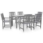 vidaXL 7 Piece Outdoor Dining Set Grey Wash Solid Acacia Wood