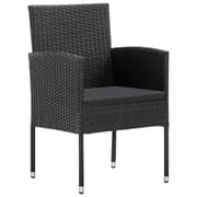 vidaXL 3 Piece Garden Dining Set Poly Rattan Black