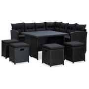 vidaXL 6 Piece Garden Lounge Set with Cushions Poly Rattan Black