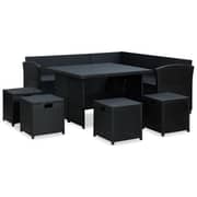 vidaXL 6 Piece Garden Lounge Set with Cushions Poly Rattan Black
