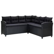 vidaXL 6 Piece Garden Lounge Set with Cushions Poly Rattan Black