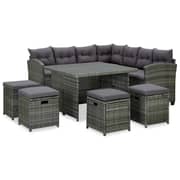 vidaXL 6 Piece Garden Lounge Set with Cushions Poly Rattan Grey