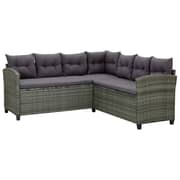 vidaXL 6 Piece Garden Lounge Set with Cushions Poly Rattan Grey