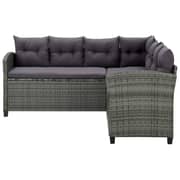 vidaXL 6 Piece Garden Lounge Set with Cushions Poly Rattan Grey